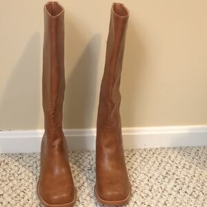 Brown Knee-High Cow Girl Boots
